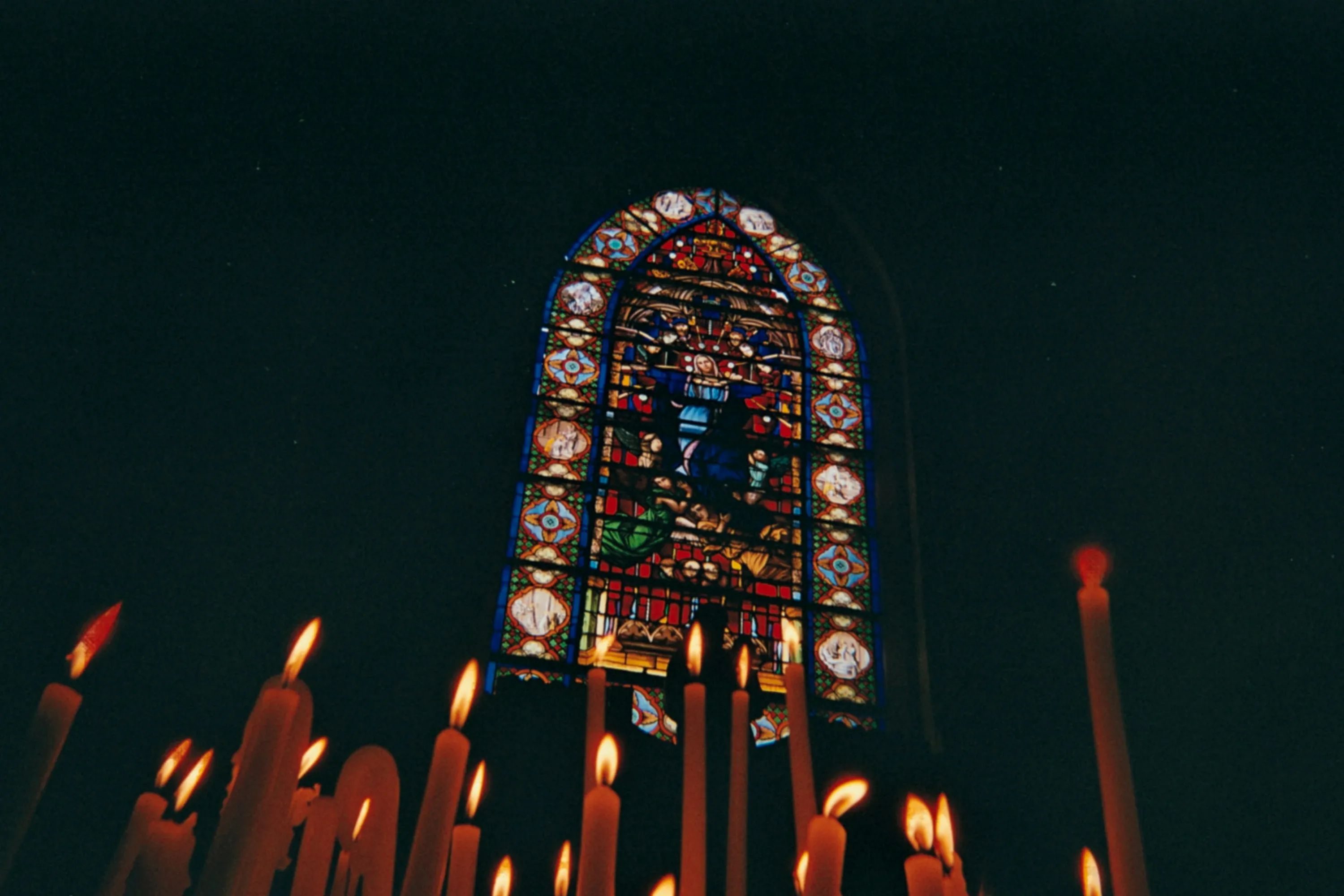 Pilgrim walking toward a sacred shrine